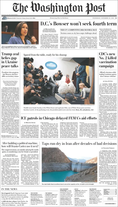 Portada de The Washington Post del miércoles, 26 de noviembre de 2025