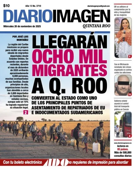 Portada de Diario Imagen Quintana Roo del miércoles, 26 de noviembre de 2025