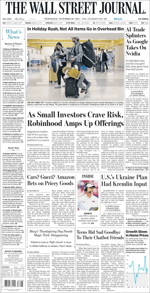 Portada de The Wall Street Journal