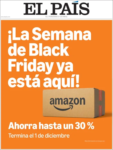 Portada de El Pais del miércoles, 26 de noviembre de 2025