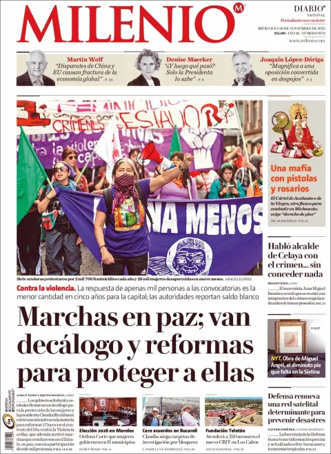 Portada de Milenio del miércoles, 26 de noviembre de 2025