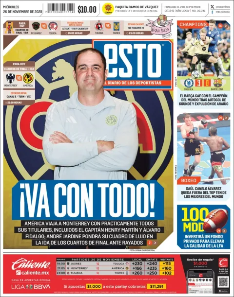 Portada de Esto del miércoles, 26 de noviembre de 2025