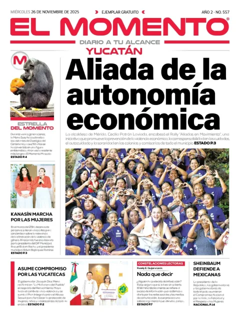 Portada de El Momento Yucatan del miércoles, 26 de noviembre de 2025