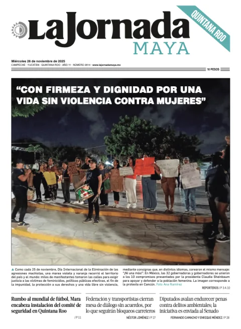 Portada de La Jornada Maya Quintana Roo del miércoles, 26 de noviembre de 2025