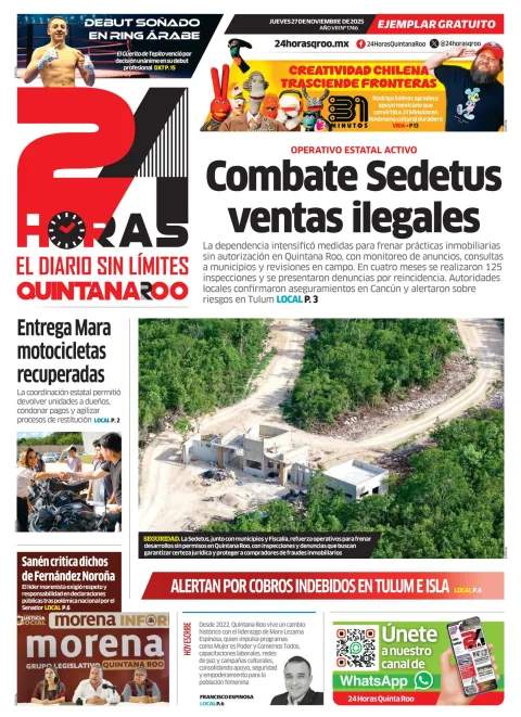Portada de 24 Horas Quintana Roo