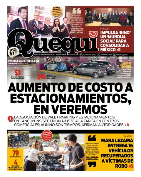 Portada de Quequi del jueves, 27 de noviembre de 2025