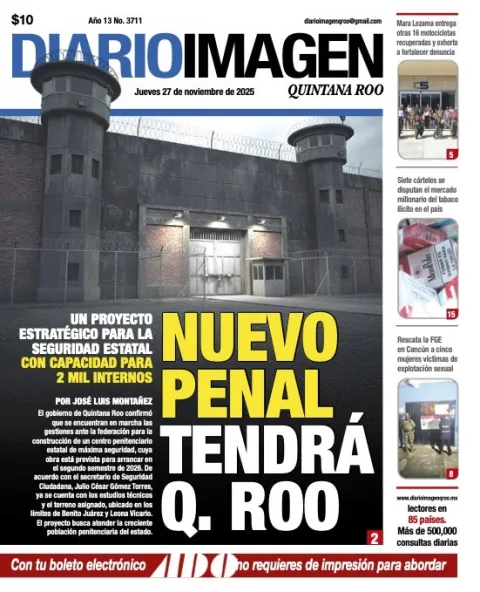 Portada de Diario Imagen Quintana Roo del jueves, 27 de noviembre de 2025