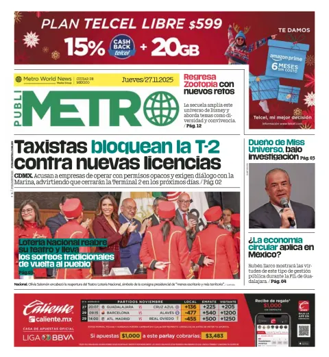 Portada de Publimetro Nacional del 2025-11-27