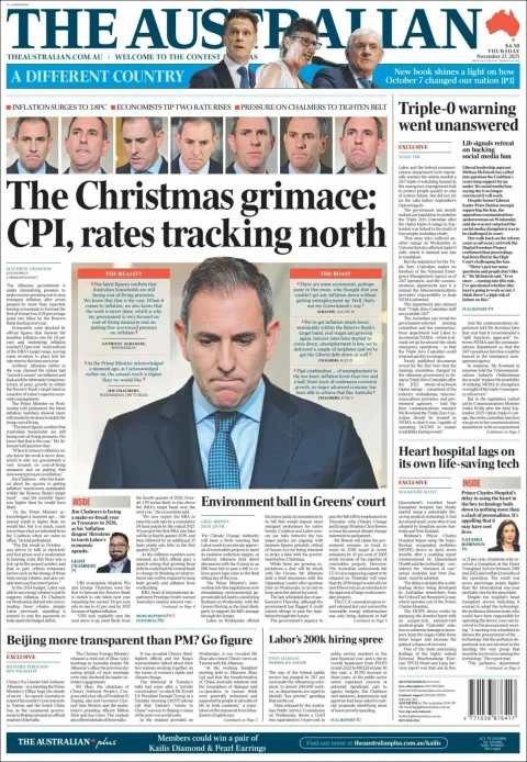 Portada de The Australian del jueves, 27 de noviembre de 2025