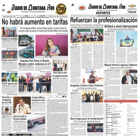 Portada de Diario de Quintana Roo (portada)