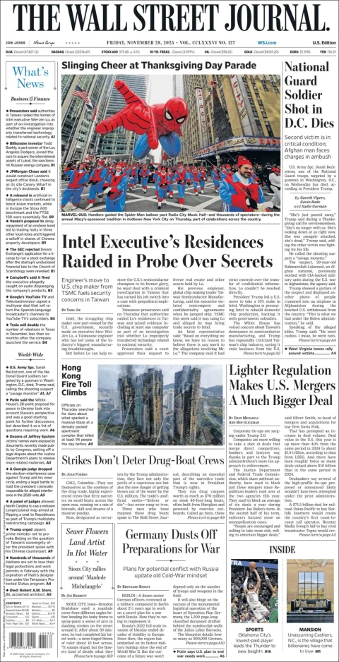Portada de The Wall Street Journal
