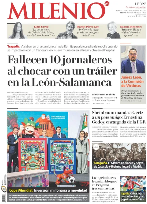 Portada de Milenio Leon del viernes, 28 de noviembre de 2025