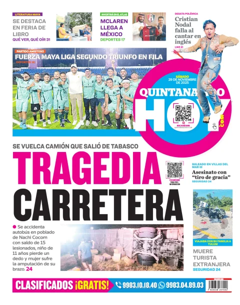 Portada de Quintana Roo Hoy (contraportada)