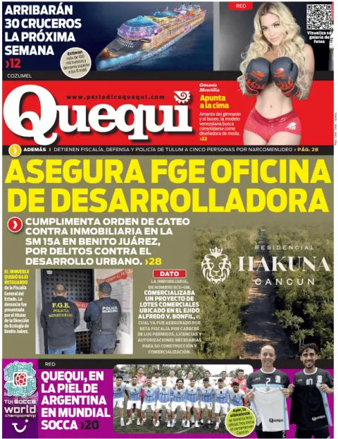 Portada de Quequi (contraportada) del sábado, 29 de noviembre de 2025