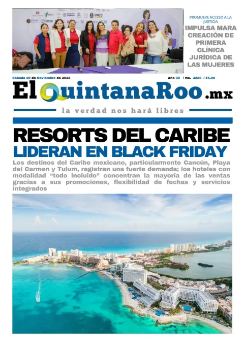 Portada de El Quintana Roo (portada) del sábado, 29 de noviembre de 2025