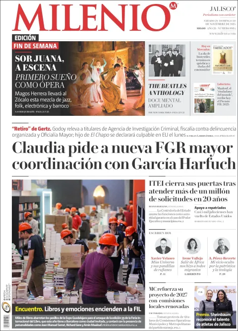 Portada de Milenio Jalisco del sábado, 29 de noviembre de 2025
