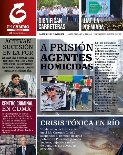 Portada de En Cambio - Tabasco (portada) del sábado, 29 de noviembre de 2025