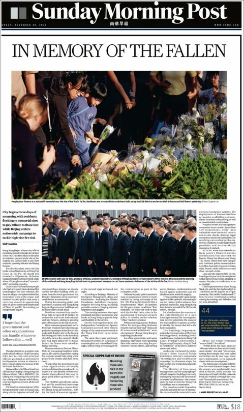 Portada de South China Morning Post del 2025-11-30