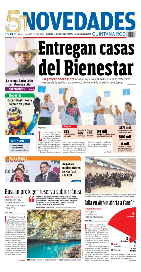 Portada de Novedades Quintana Roo