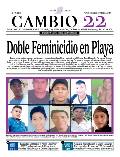 Portada de Diario Cambio 22 (contraportada)