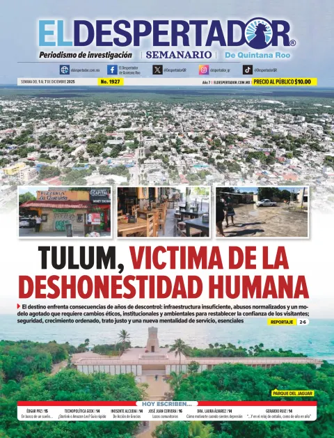 Portada de El Despertador de Quintana Roo del lunes, 1 de diciembre de 2025