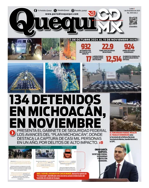 Portada de Quequi CDMX del lunes, 1 de diciembre de 2025