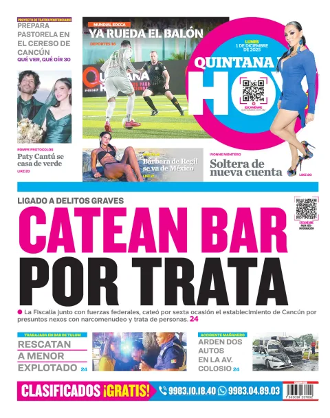 Portada de Quintana Roo Hoy (contraportada)