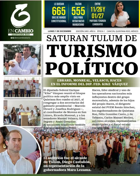 Portada de En Cambio - Quintana Roo (portada) del lunes, 1 de diciembre de 2025