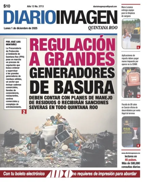 Portada de Diario Imagen Quintana Roo del lunes, 1 de diciembre de 2025