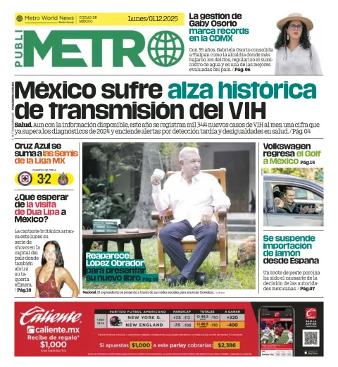 Portada de Publimetro Nacional del lunes, 1 de diciembre de 2025