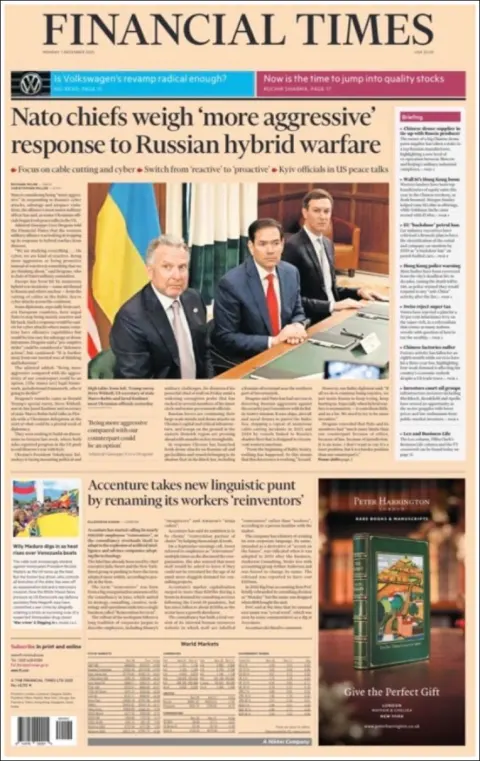 Portada de Financial Times del lunes, 1 de diciembre de 2025