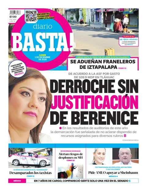 Portada de Basta! (portada) del lunes, 1 de diciembre de 2025