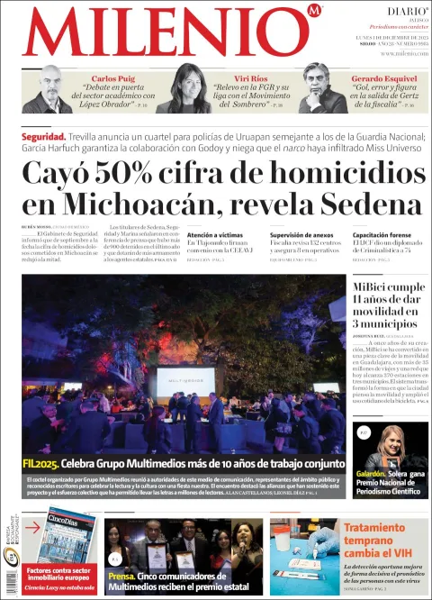 Portada de Milenio Jalisco del lunes, 1 de diciembre de 2025