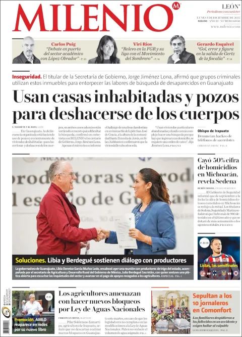 Portada de Milenio Leon del lunes, 1 de diciembre de 2025