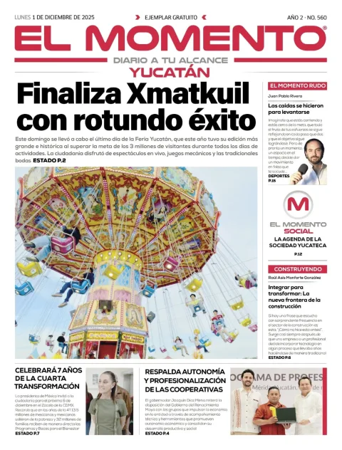 Portada de El Momento Yucatan del lunes, 1 de diciembre de 2025
