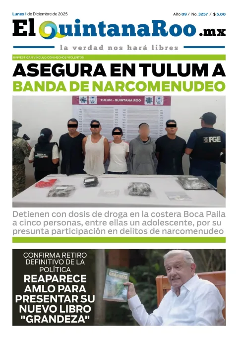 Portada de El Quintana Roo (portada) del lunes, 1 de diciembre de 2025