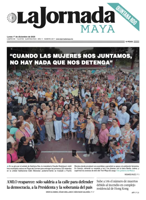 Portada de La Jornada Maya Quintana Roo del lunes, 1 de diciembre de 2025