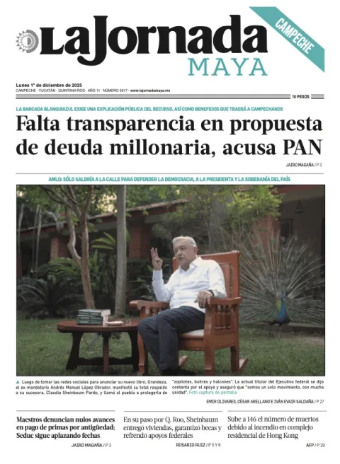Portada de La Jornada Maya Campeche del lunes, 1 de diciembre de 2025