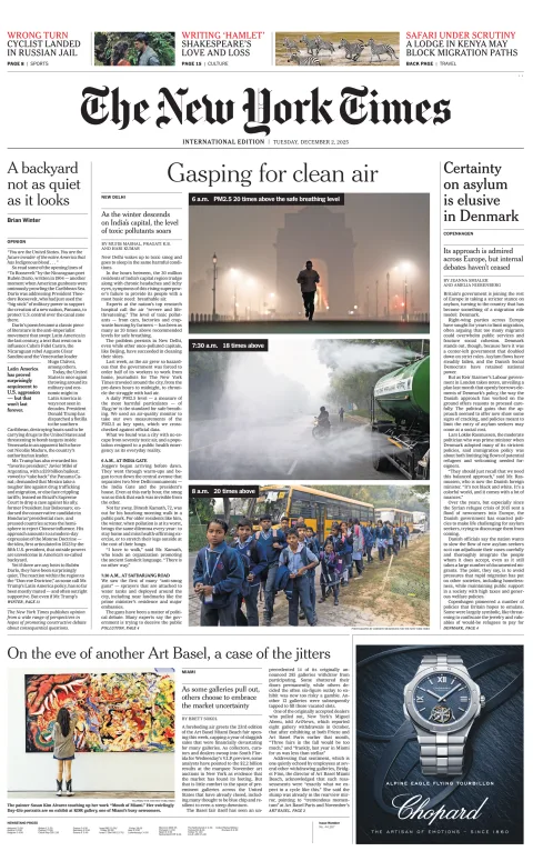 Portada de The New York Times (international) del martes, 2 de diciembre de 2025