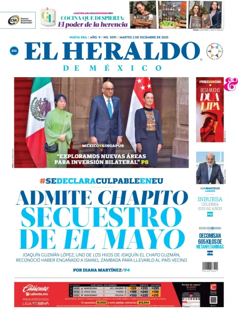 Portada de El Heraldo de Mexico del martes, 2 de diciembre de 2025