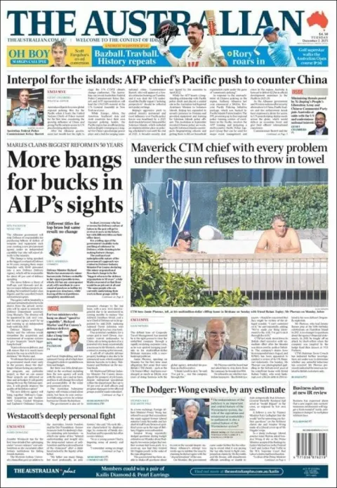 Portada de The Australian del martes, 2 de diciembre de 2025