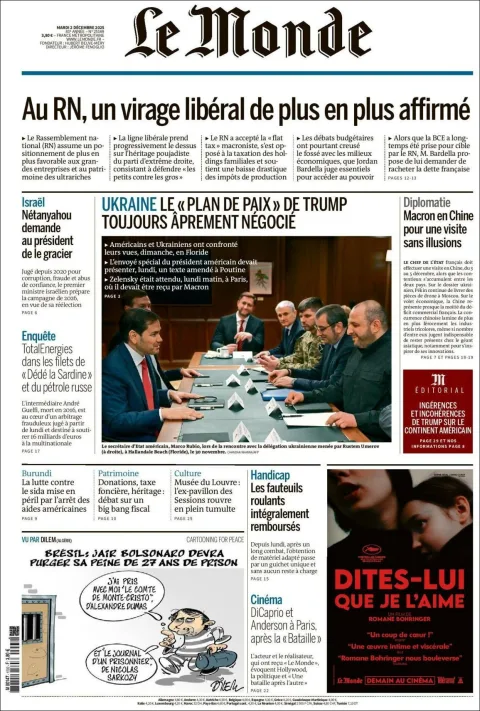 Portada de Le Monde del martes, 2 de diciembre de 2025