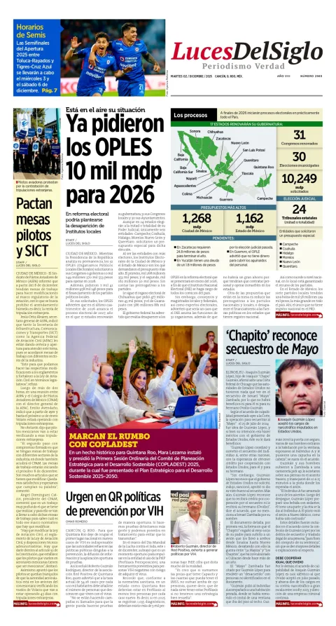 Portada de Luces del Siglo del martes, 2 de diciembre de 2025