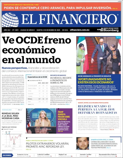 Portada de El Financiero del martes, 2 de diciembre de 2025