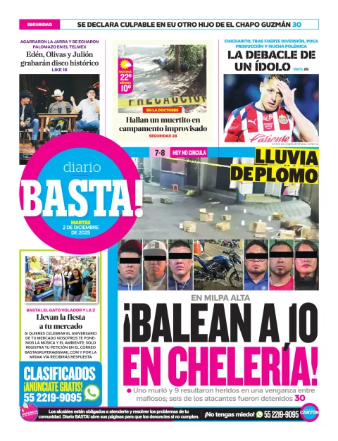 Portada de Basta! (contraportada) del martes, 2 de diciembre de 2025