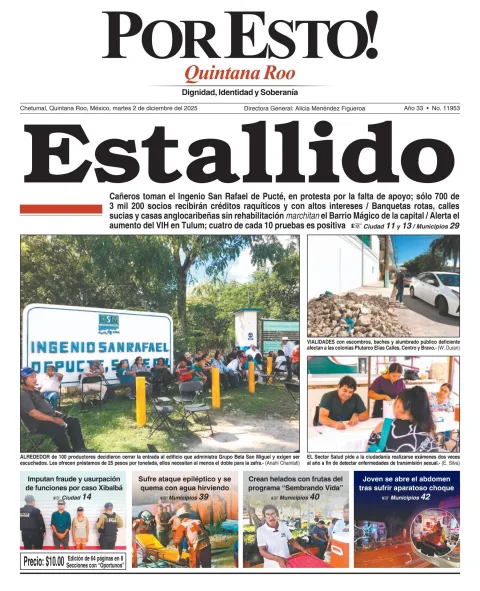 Portada de Por Esto (quintana Roo Chetumal) del martes, 2 de diciembre de 2025
