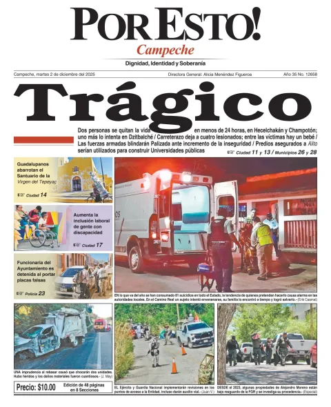 Portada de Por Esto (campeche) del martes, 2 de diciembre de 2025