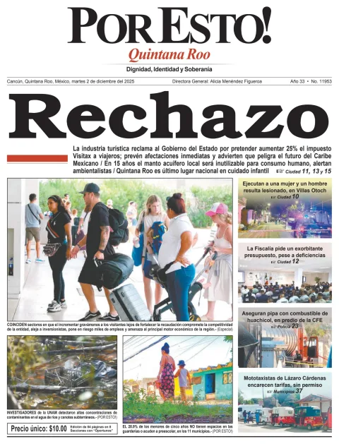 Portada de Por Esto (quintana Roo Cancun) del martes, 2 de diciembre de 2025