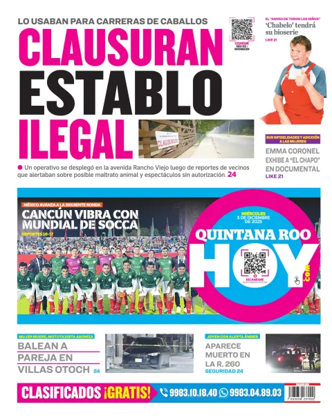 Portada de Quintana Roo Hoy (contraportada)