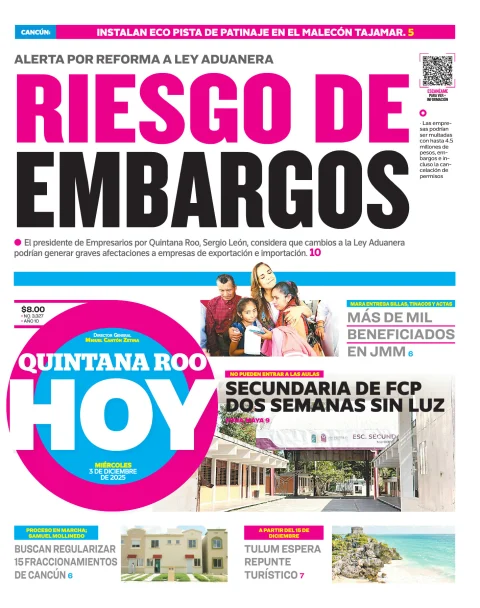 Portada de Quintana Roo Hoy (portada)